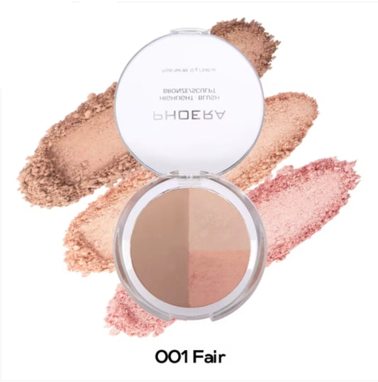 Phoera 3 in 1 Makeup Palette Blush Bronzer Highlight