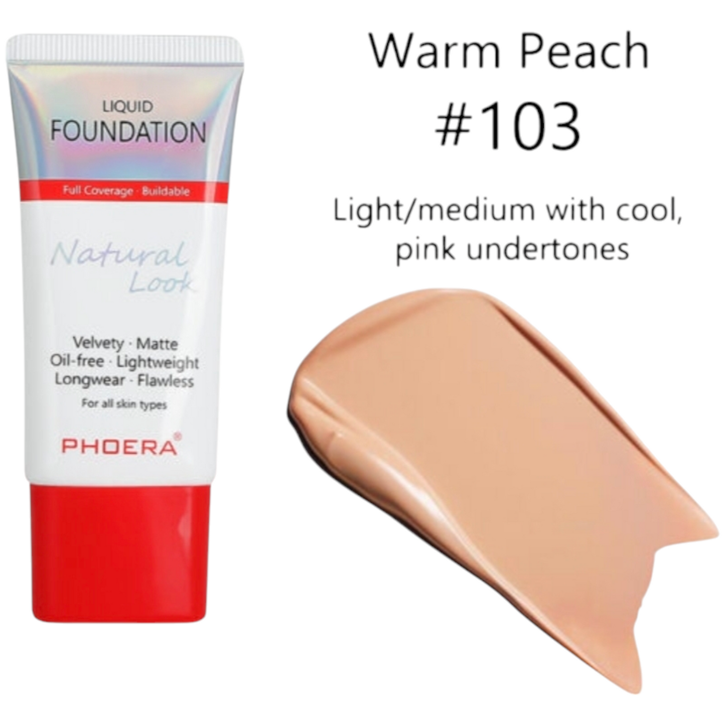 Phoera 24H Velvety Matte Cover Liquid Foundation