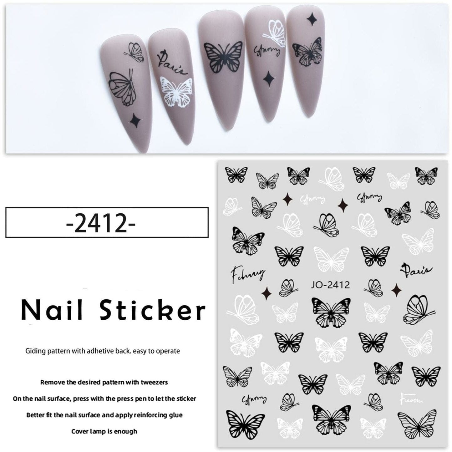 Nail Sticker - Butterflies (2412)