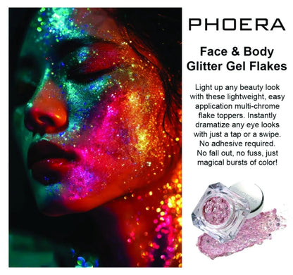 PHOERA Face & Body Glitter Gel Flakes